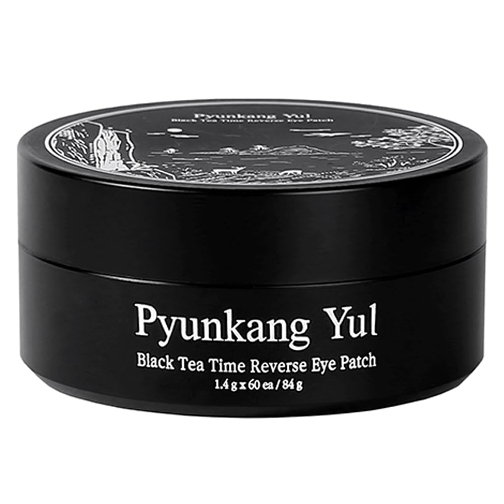 Pyunkang Yul PKY Black Tea Time Reverse Eye Patch for Anti- Aging, Deep Nourishing med Low- Molecular Collagen, mørke cirkler og fine linje pleje med Kombucha, Koreansk Skincare (30 par)