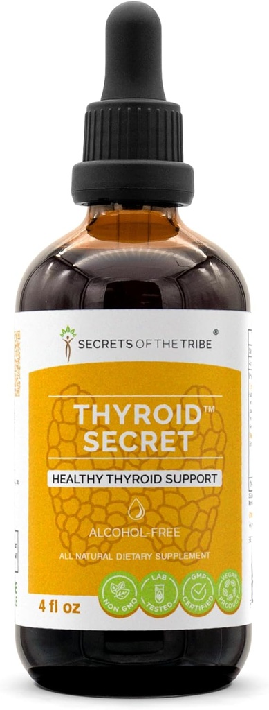 Hemmeligheder i Tribe - Thyroid Secret, Sund Thyroid Support, Urte Supplement Blend Drops Alkohol- Free Liquid Extract (4 fl oz)