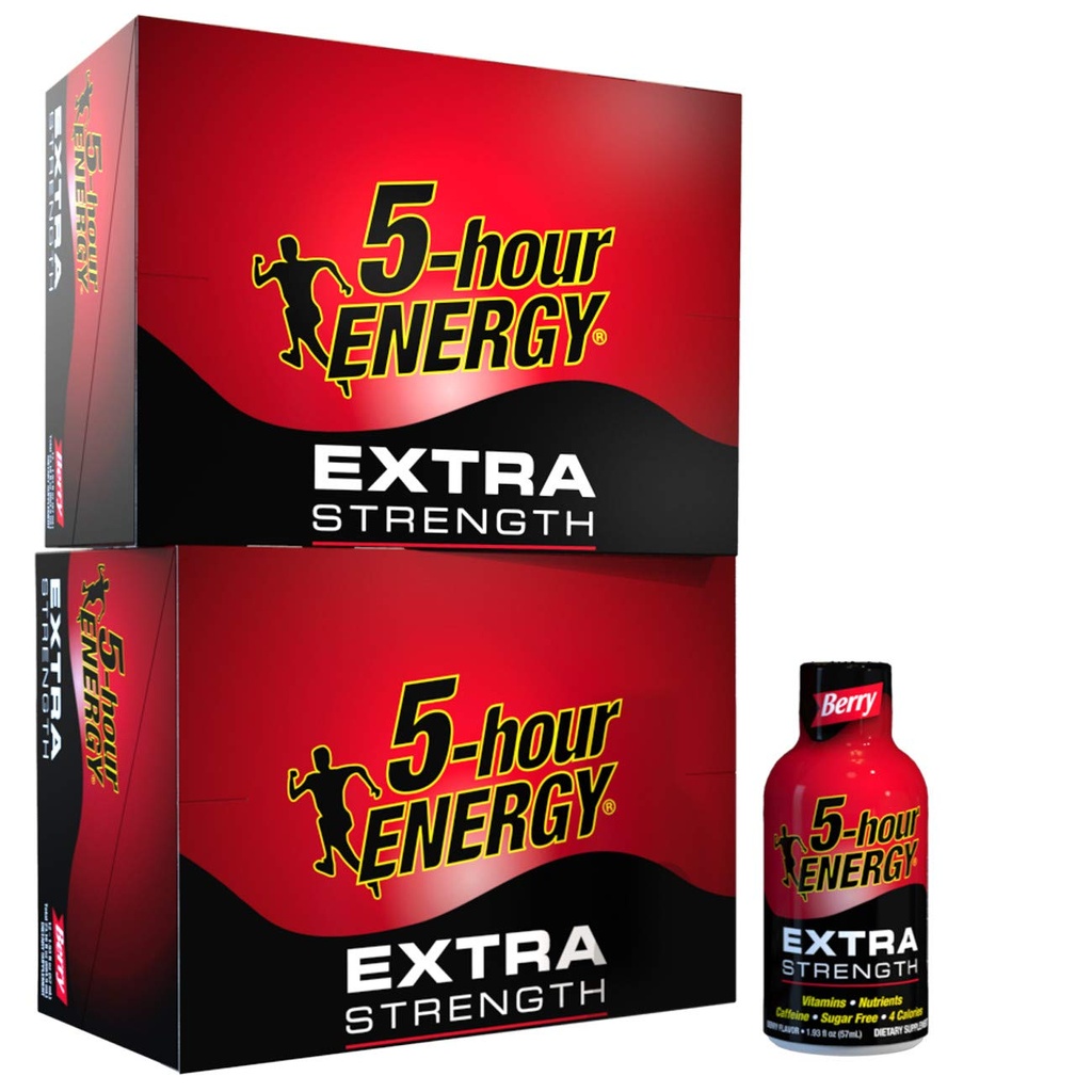 5-timers energi skud, ekstra styrke Berry, 1,93 oz. 24 pack