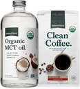 Natural Force Organic Ground Clean Coffee + Organic MCT Oil Bundle - 100% Pure Coconut MCT & Mold & Mycotoksin Free Coffee - Non-GMO, Keto, Paleo og Vegan - 10 Oz Bag og 32 Oz Glass Flaske