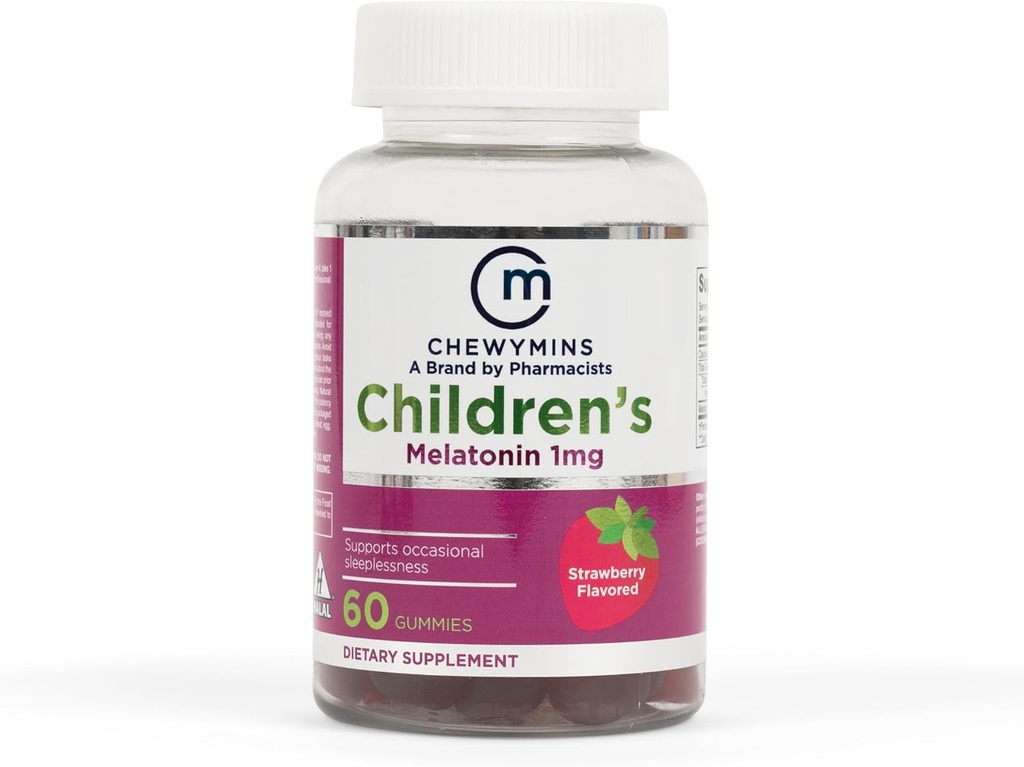 Halal Children 's Melatonin Gummies - Jordbær, Orange, og Lemon Flavor - Non-GMO, Organic - Understøtter søvn - 60 Gummies
