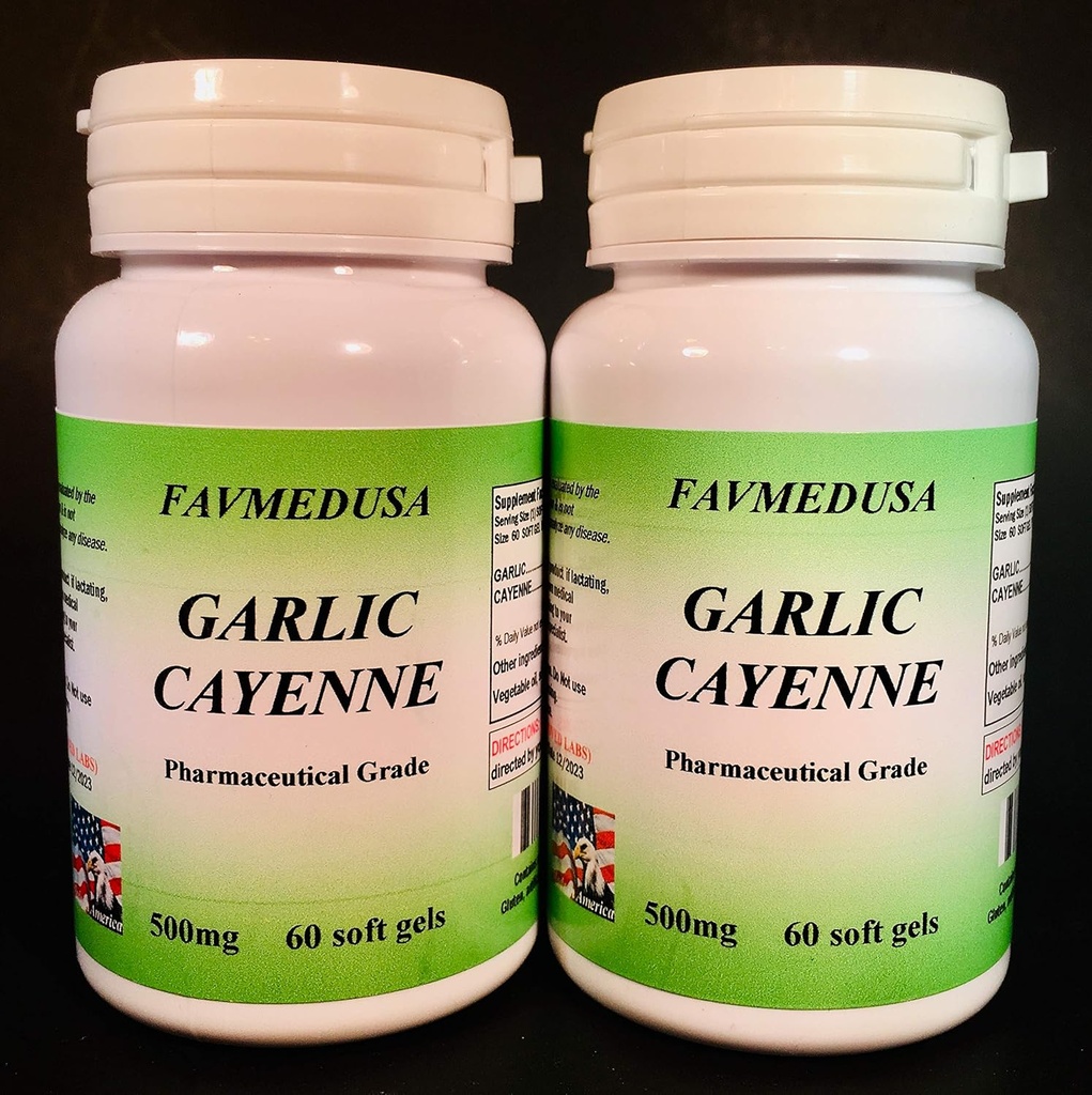 Hvidløg Cayenne, Lavet i USA - 120 (2x60) bløddele