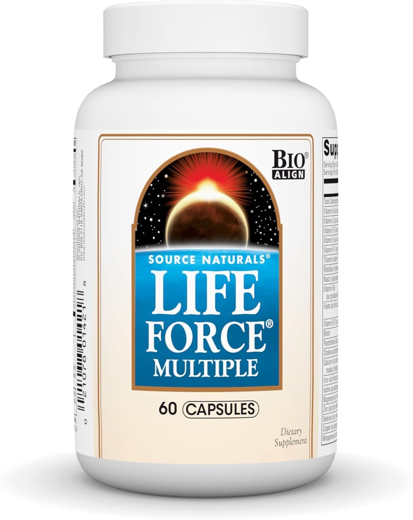Source Naturals Life Force Multiple Daily Multivitamin High Potency Essentielle Vitamin, Mineraler, Antioxidanter & Nutrienter - Energi & immunboost * - 60 kapsler