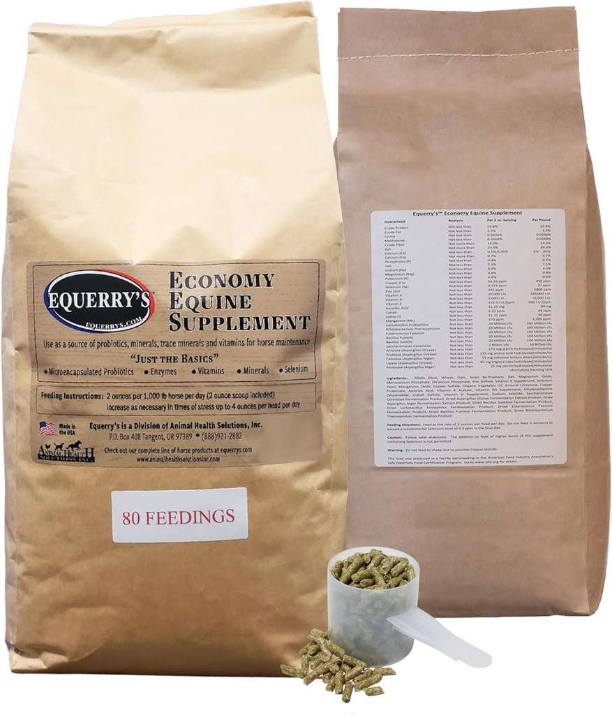 Equerry 's Economy Equine Supplement - Horse Probiotics - 124; Supplement for Heste - 124; Horse Vitamin og Min Supplement med enzymer og Selen, 10lb