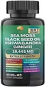 Muse Sea Moss, Black Seed Oil, Ashwagandha, Ginger, Shilajit, Elderberry, Chlorophyll, Gurkemeje, Bladderwrack, Advanced Strength Gummies, 19,445mg, All- in-1 Bundle, 60 Count, Made in USA