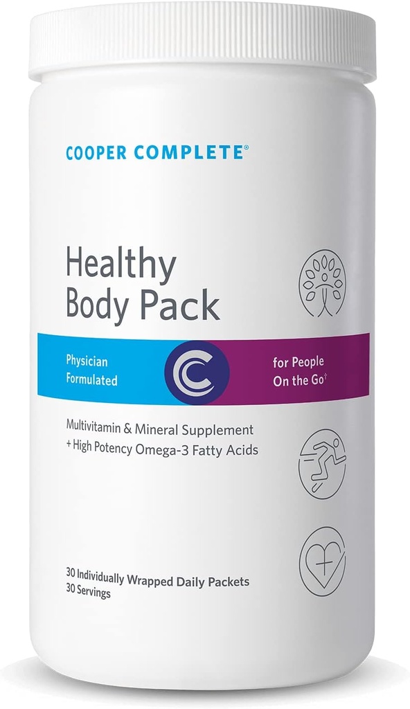 Cooper Complete - Sund Body Pack - Daglig Vitamin Pack med Multivitamin & Omega-3 Fish Oil - 30 Pakker per flaske. Pakning med 2
