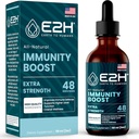 E2H Advanced Immune Defense Supplement - All-Natural Immune Booster - Immune Support Supplements Drops - Contains Holy Basil, Papaya Leaves and Red Banded Polypore - Non-GMO, Vegan - 2 Fl Oz