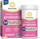 Renew Life Women 's Probiotic Capsules, 50 Millioner CFU Garanteret, Understøtter pH balance, Vaginal, Urinary, fordøjelses- og immunsundhed (2), L. Rhamnosus GG, Dairy, Soy og Gluten- Free, 60 Greve