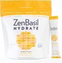 Zen Basil Hydrate - Ginger Lemon Turmeric | Electrolyte Hydration Powder Packets | Fasting Support | Sugar Free, Keto, Paleo | 16 Sticks | Cellular Hydration