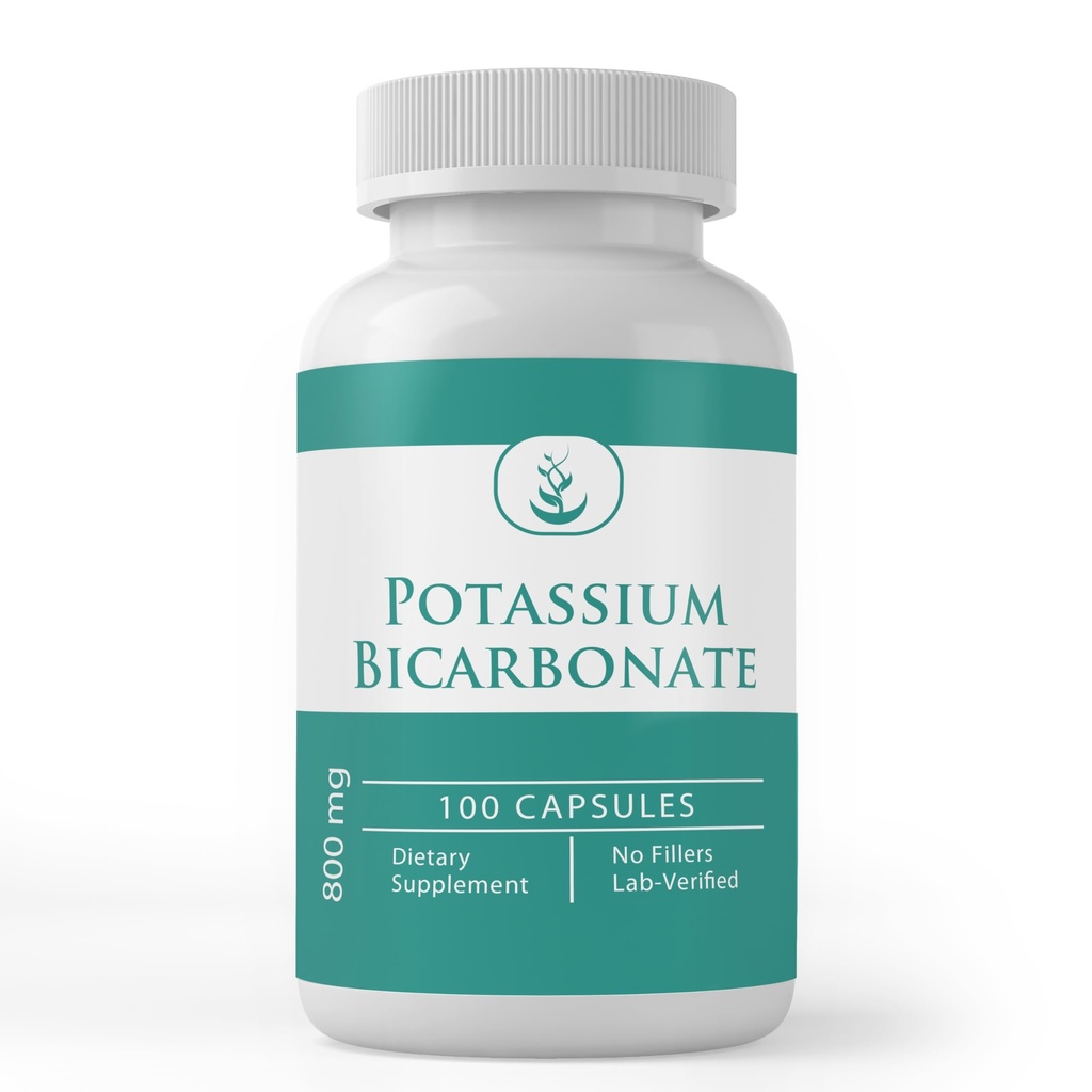 Pure Original Ingredienser Kalium Bicarbonat, (100 kapsler) Altid Pure, Ingen tilsætningsstoffer eller Fillers, Lab Verified