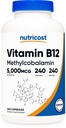 Nutricost Vitamin B12 (Methylcobalamin) 5000mcg, 240 Kapsler - Vegetariske Caps, Non- GMO, Gluten Free B12 Supplement