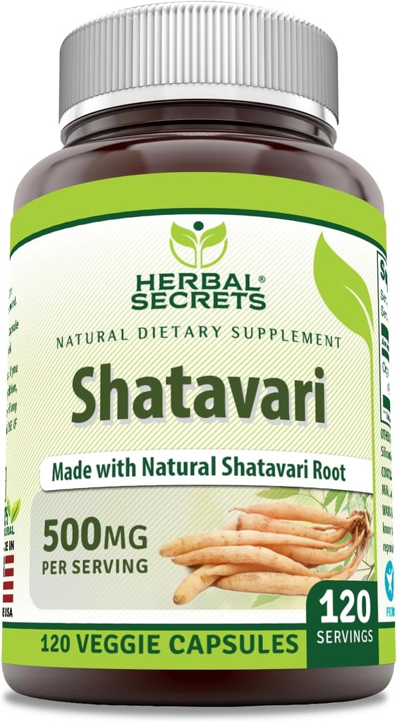 Herbal Secrets Shatavari Supplement | 500 Mg Per Serving | 120 Veggie Capsules | Non-GMO | Gluten-Free | Made in USA