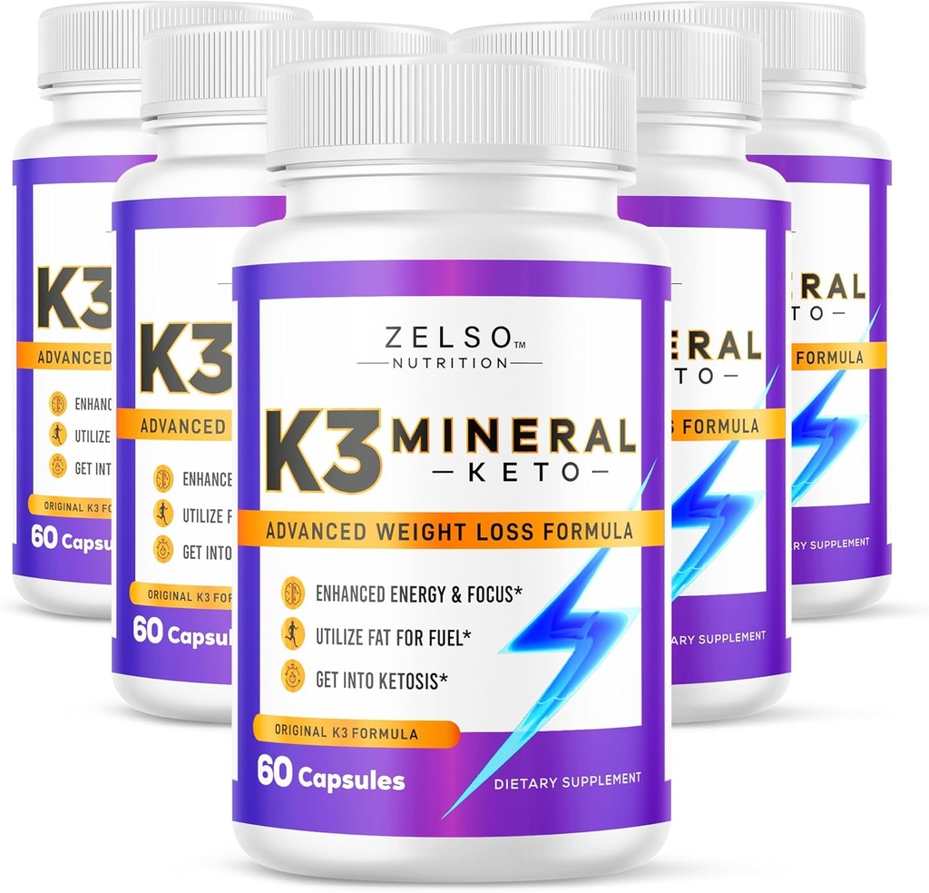 ZELSO (5 Pack) K3 Mineral vægttab piller til kvinder og mænd, K3 Mineral piller - K3 Salt Mineral, Vitamin + K3 kapsler supplement til Keto vægttab - 5 Måneders forsyning