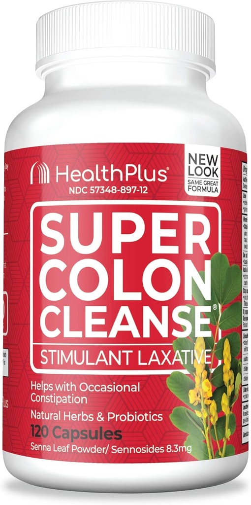 Sundhed Plus Super Colon Cleanse Laxative, 530 Milligram, 120 Greve (pakke med 1)