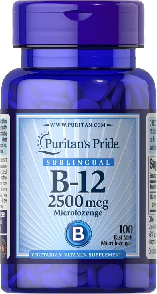 Puritans Pride Vitamin B- 12 2500 mcg Microlozenges, 100 Greve