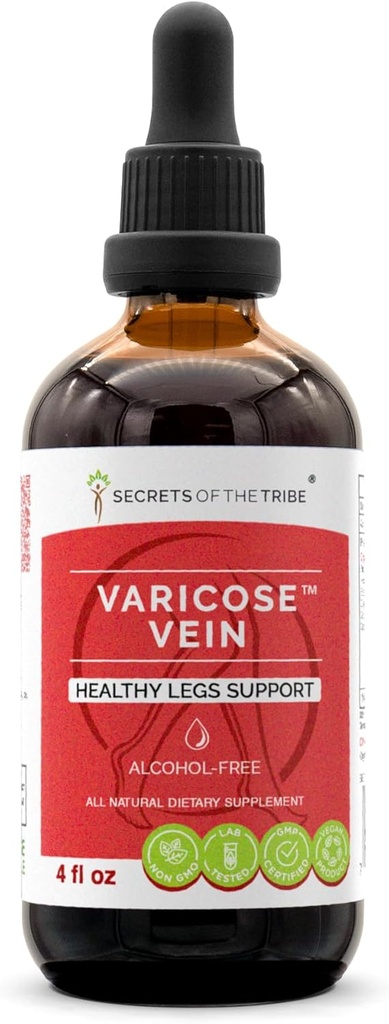 Hemmeligheder af Tribe Varicose Vein Alkohol- Gratis, Glycerite Slagterum, Horse Chestnut, Bilberry, Cayenne, Gotu Kola, Grape. Tinktur, urteudtræk Sund Ben Support 4 OZ
