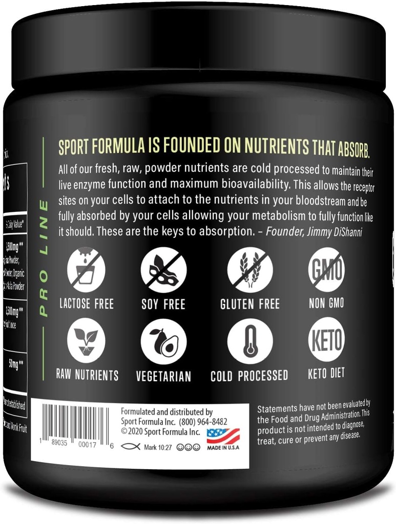 Organic Green Superfood Powder, Cold Pressed Vegan og Keto Powder, non-GMO, Low Calorie Daily Green Juice Powder