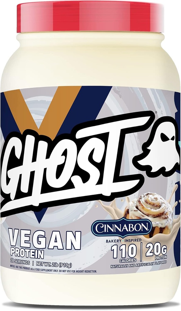 GHOST Vegan Protein Powder, Cinnabon - 2lb, 20g Protein - Plante-baserede Pea & Organic Pumpkin Protein - Poster Workout & Nutrition Shakes, Smoothies, & Bagning - Soy & Gluten- Free