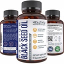 Premium Black Cumin Seed Oil Capsules - Virgin Cold Pressed Nigella Sativa Black Seed Oil Pills - immunsupport supplement - Omega 3 6 9 E-vitamin Blackseed til Nails Hår Hud 1000 mg p / Servering