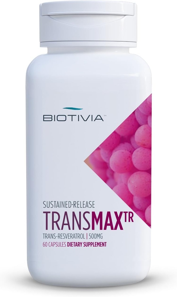 Transmax Time Release. 500mg Transveratrol + Polydatin for mere Bio- Tilgængelighed. High Potency. 100% vegetar. Premium Resveratrol Produkt. Lægens valg. 60 tabletter.
