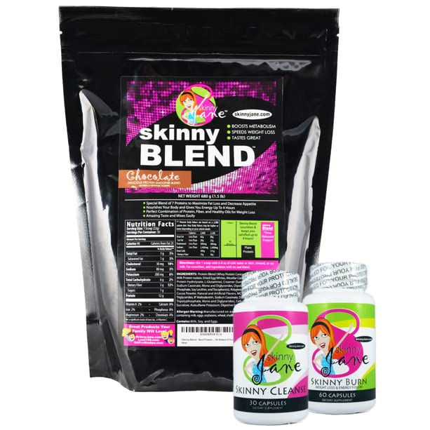 Bedste vægttab Kit, Quick Slim Kit, Diet Kit, Bedste Tasting Protein Shakes for Kvinder, Appetital Suppressant Fat Burner Diet Pills, Rense og Detox, Fast Vægttab, Skinny Jane - Chokolade