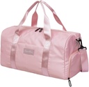 Gym taske til kvinder med Shoe Segment og Wet Pocket Budd124; Lille holdbart Lightweight Gym Duffle Bag med bevægelig Quote og Grafisk Design Budd124; Great for motion og Overnight Budding124; Pink