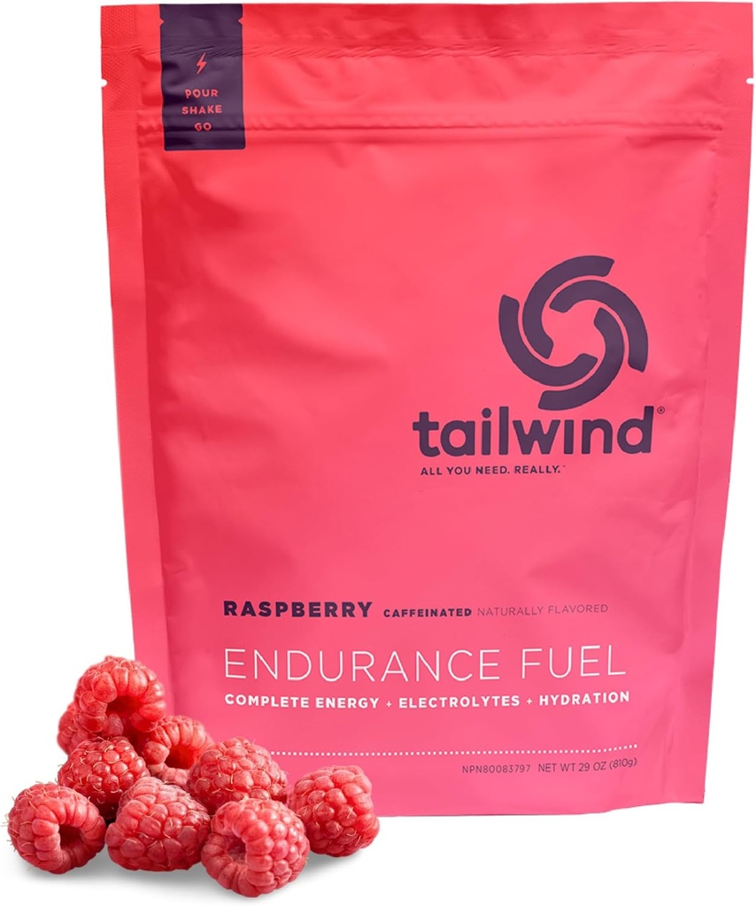 Tailwind Nutrition Endurance Brændstof, Kulhydrat & Electrolyte Sports Drink Mix Powder, Gluten- Free, Vegan, Raspberry Buzz, 30 Servering (Caffeined)
