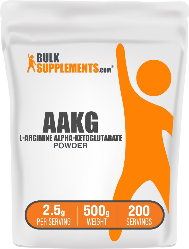 BulkSupplements.com AAKG Powder - Arginin AKG Supplement, nitrogenoxid supplement, Unflavored & Gluten Free, 2,5 g per Serving, 500g (1.1 lbs) (Pack of 1)