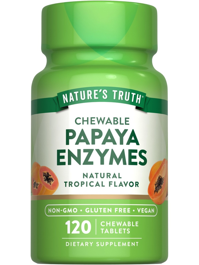 Nature 's Truth Papaya Enzyme Chewable Tablets against 124; 120 Greve Budding 124; Vegan, Non- GMO & Gluten Free Supplement for fordøjelse Budding 124; Natural Tropical Flavor
