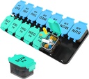 Stor 7 Dag Pill Organizer, XL AM to gange dag Medicine Storage Box, Big 2 Week Pill Holder til piller, Vitamin & Kosttilskud, Rejse Pill sag for Medication Blue + CyanName