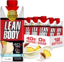 Lean Body Ready- to- Drink Pina Colada Protein Shake, 40g Protein, Whey Blend, 0 Sugar, Gluten Free, 22 Vitamin & Minerals, 17 Fl Oz (Pack of 12)