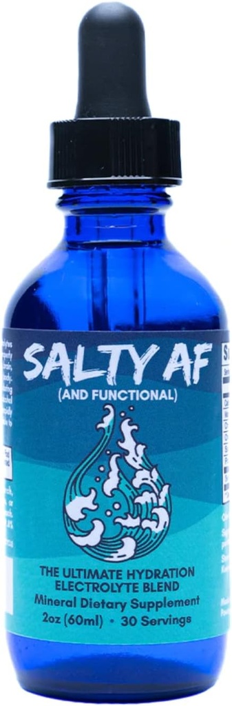 Eidon Ionic Minerals Salty and Functional - Unsweeted Liquid Electrolyte Drops for Water, Ultimate Hydration Support, Trace Mineral Supplement, Electrolytes Drink Mix med ingen sukker, Ikke GMO - 2 oz