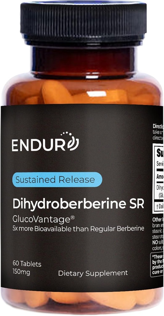 Endur Dihydroberberine SR, Understøtter Blood Sugar Health & Metabolisme, Great for Weight Management Support, Gluten Free, 150mg (60 tabletter)