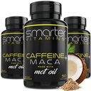 (3 Pack) Smartere energipiller, 200mg koffein & kokos MCT Olie med Maca Root, 150 flydende bløddele