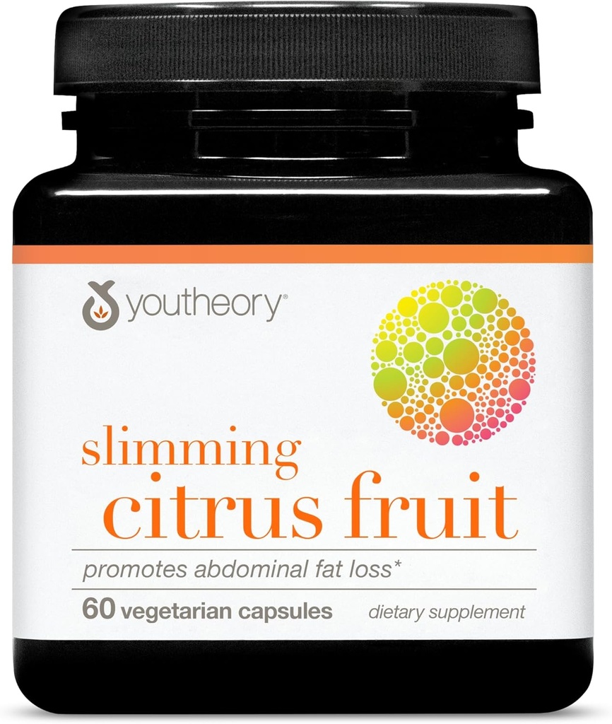 Youtheory Slimming Citrus Fruit - Vegan Health Supplement with Chromium - Supports Overall Wellness* - Dairy, Soy & Gluten Free - 60 Vegetarian Capsules