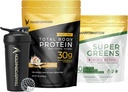 Transformation Vanilla Protein Powder, Super Greens Superfood Green Juice Powder og ydeevne Isoleret Shaker Flaske