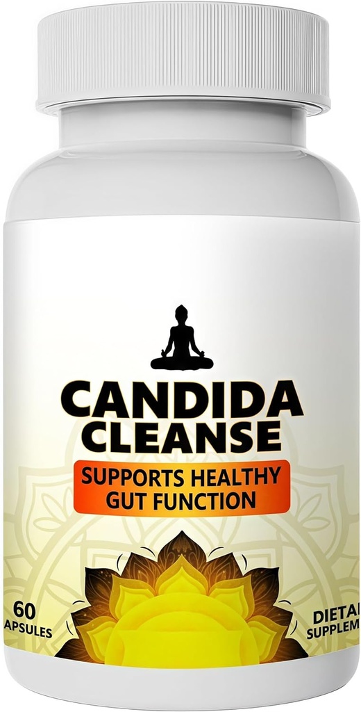 Candida Cleanse - Gut & Colon Support - 60 kapsler - Natural Herbal Formel for mænd og kvinder - Intestinal Detox & Anti Gær Support med Oregano Leaf, Wormwood, Black Walnut, Captac Acid