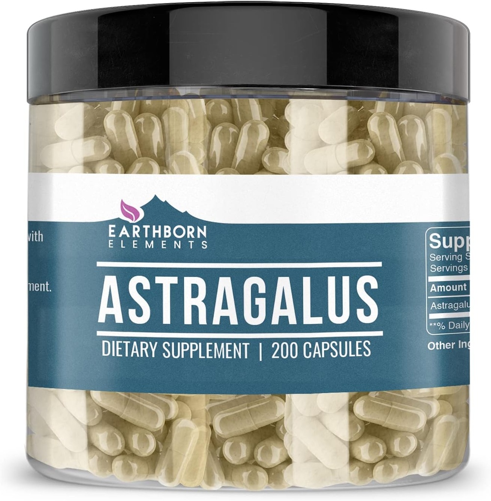 Earthborn Elements Astragalus Extract 200 Kapsler, Pure & Ufortyndet, Ingen tilsætningsstoffer