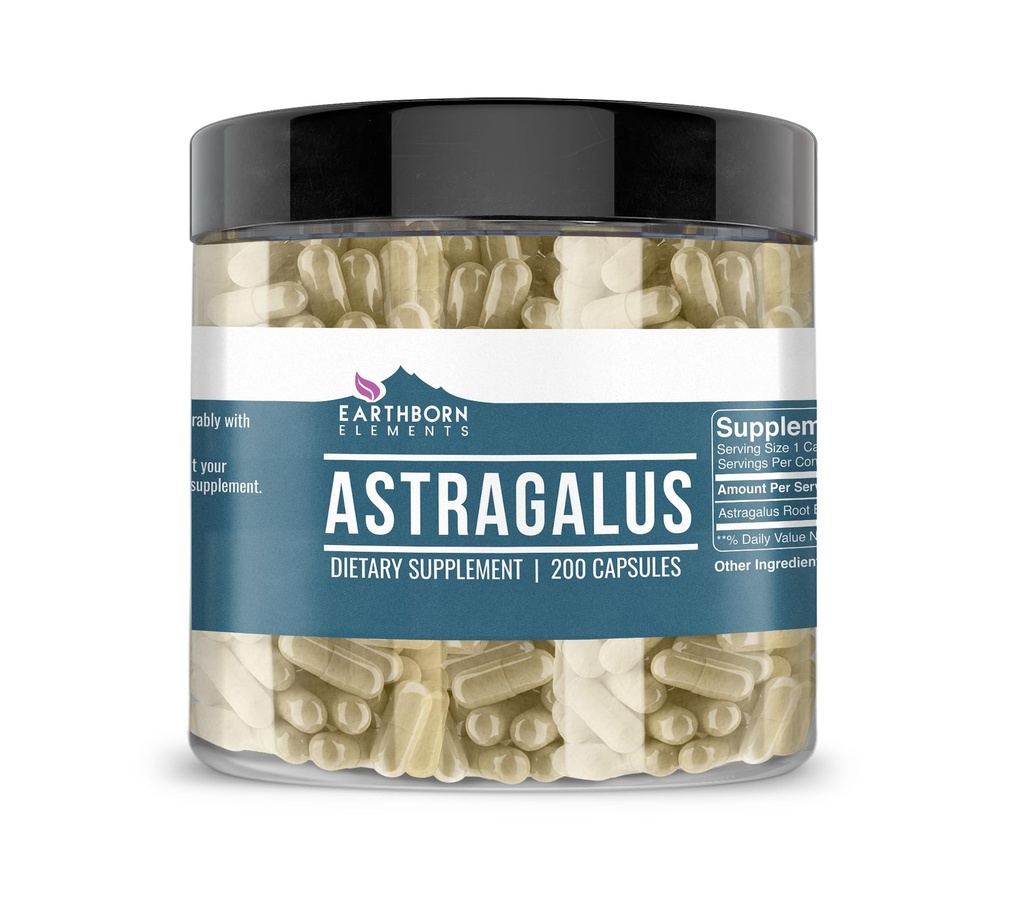 Earthborn Elements Astragalus Extract 200 Kapsler, Pure & Ufortyndet, Ingen tilsætningsstoffer