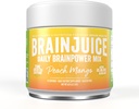 BrainJuice Nootropics Brain Support Supplement, Gluten Free Powder for Energy and Focus, Drink Mix with L Theanine, Alpha GPC, Vitamin B, Organic Green Tea Extract Caffeine, Peach Mango, 15 Servings