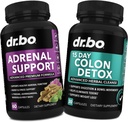 DR. BO Adrenal Support & Colon Cleanse Kosttilskud - Adrenal Træthed Supplement med Ashwagandha & L Tyrosine - 15 dages Intestinal Cleanse Pills til afføring Support & Gut Mave Cleansing