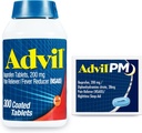 Advil Pain Reliever and Fever Reducer, Ibuprofen 200mg for Pain Relief - 300 Count, Advil PM Pain Reliever and Nighttime Sleep Aid, Ibuprofen for Pain Relief and Diphenhydramine Citrate - 2 Count