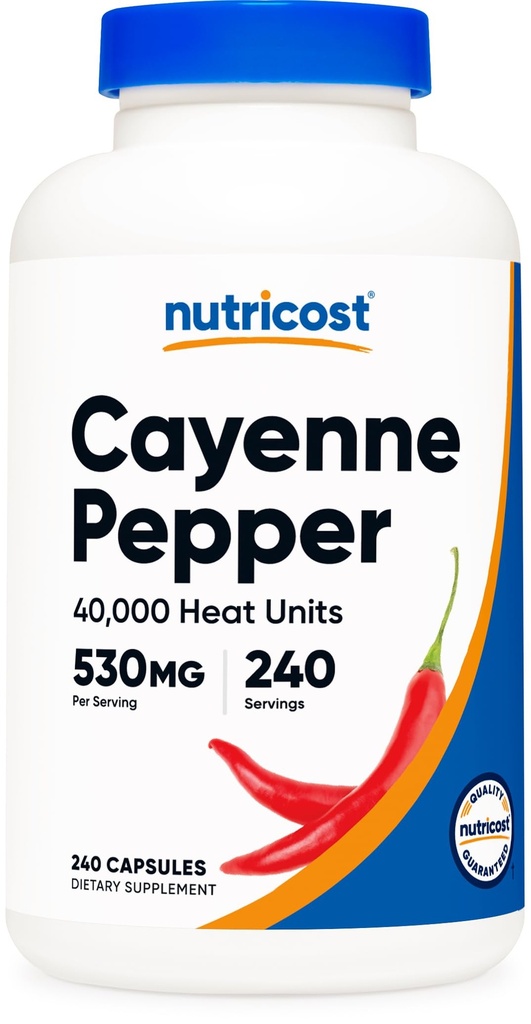 Nutricost Cayenne Pepper 530mg, 240 kapsler - 40.000 varmeenheder, Gluten Free, Non- GMO