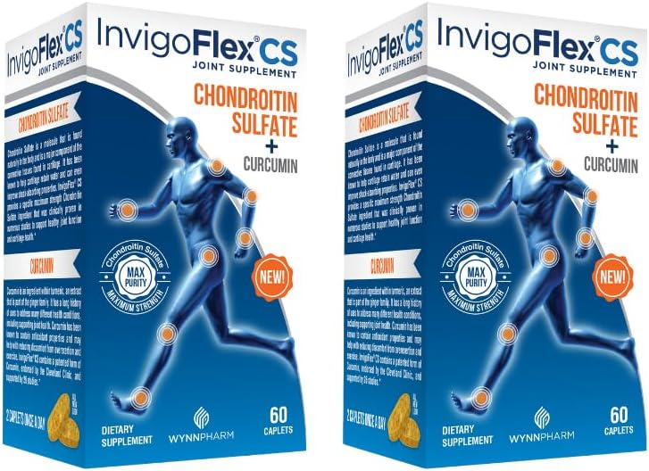 INVIGOFLEX Chondroitin Sulfate med gurkemeje Non GMO for knæe, hånd, ryg & hip Premium fælles tillæg CS - 2 Pack