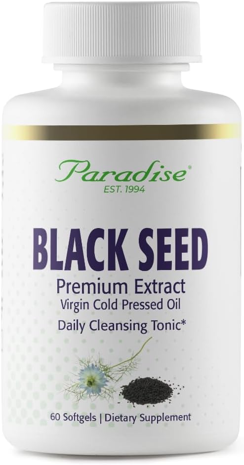 Paradise Black Seed Oil, rig på antioxidanter, immunforsvar, Super Potent, Ultra Pure, Vegan, Non GMO, Gluten Free, 60 Softgels