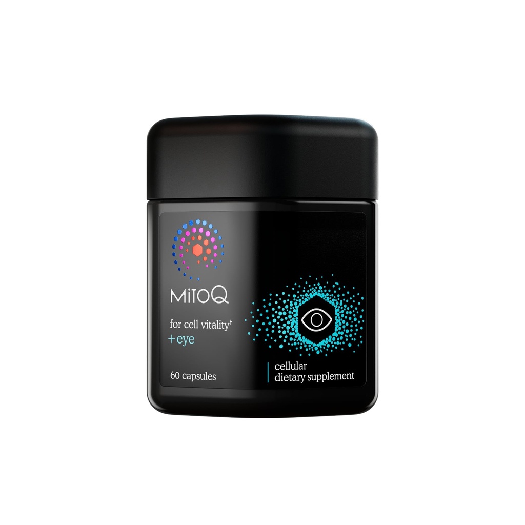MitoQ + Eye Advanced CoQ10 Antioxidant - Indeholder Mitoquinol Mesylat, Lutein, Zeaxanthin, Bilberry, Maritime Pine Bark - Understøtter Eye sundhed, Blå lys Filtration & Cell Vitality (60 kapsler)
