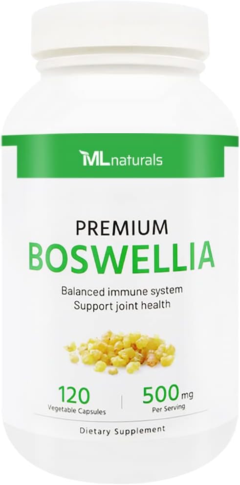 ML Naturals Premium Boswellia, 120 vegetabilske kapsler (65% boswellinsyre). Sund fælles støtte. Non- GMO, NSF- Certified & cGMP- Compliant