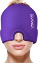 ONLYCARE Migræne Relief Cap, Lindrende Hovedpine Hat, Opgraderet Odorless Gel Ice Head Wrap, Hot and Cold Therapy, Hovedpine Ice Pack til Spænde og Stress (lilla)