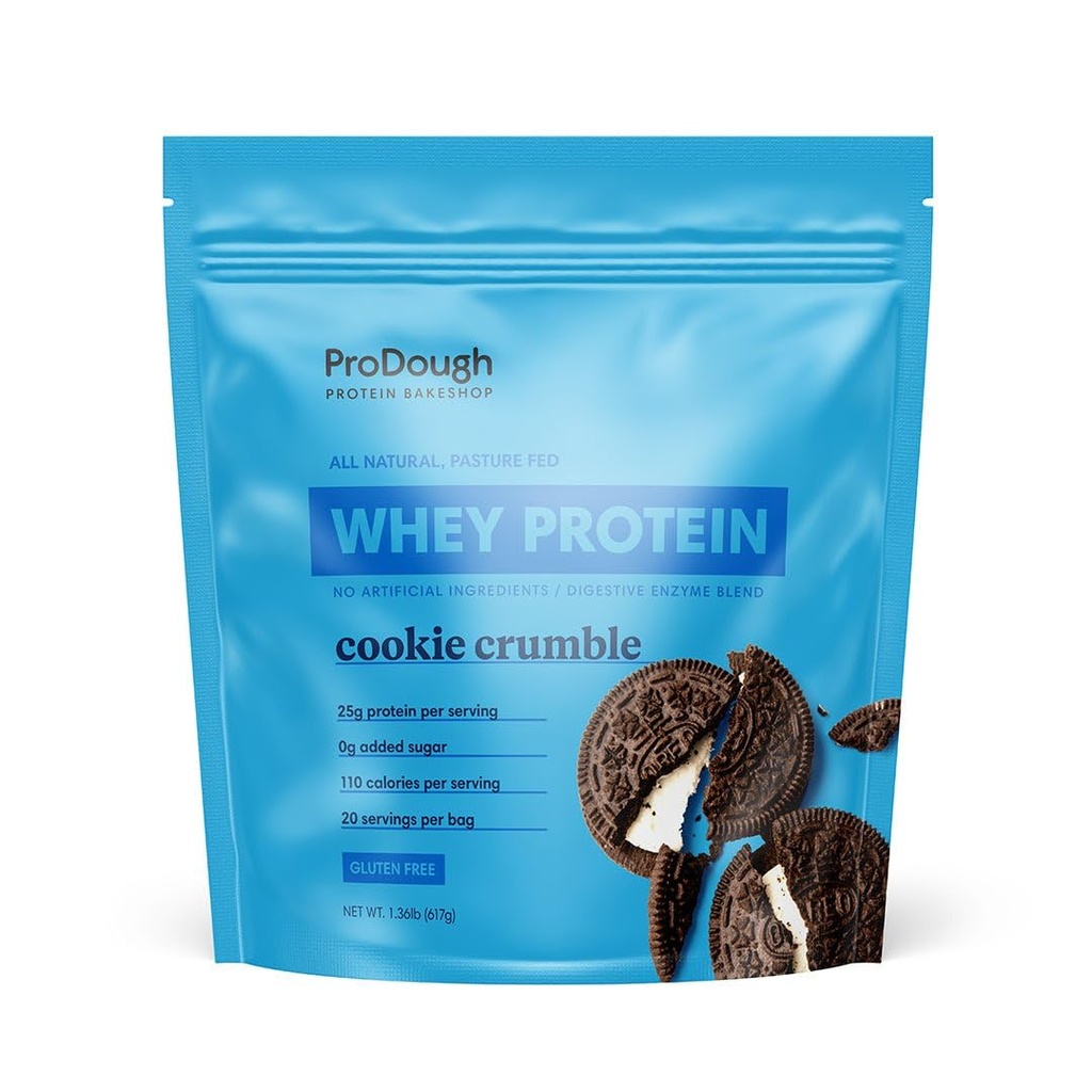 ProDough Gourmet Whey Isolate Hydrolised Protein Powder for Shake Mix- Easy Digest Enzyme Blend, 25g Protein per Serving, Natural Ingredients, Gluten Free, Keto Friendly (Cookie Crubble)