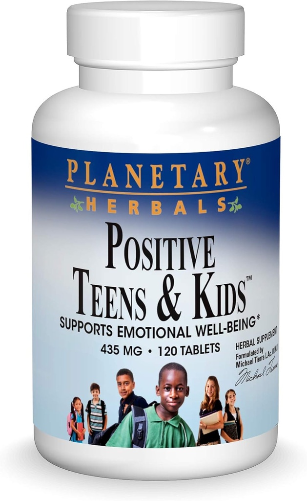 Planetariske Herbals Positive Teens & Kids 435mg, Understøtter følelsesmæssige velvære, 120 tabletter